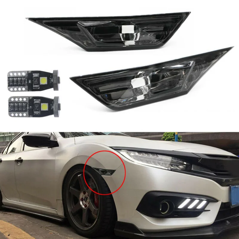 Дымовая линза светодиодный, боковой, габаритный фонарь с лампами для Honda Civic-* с белым светодиодный лампочкой