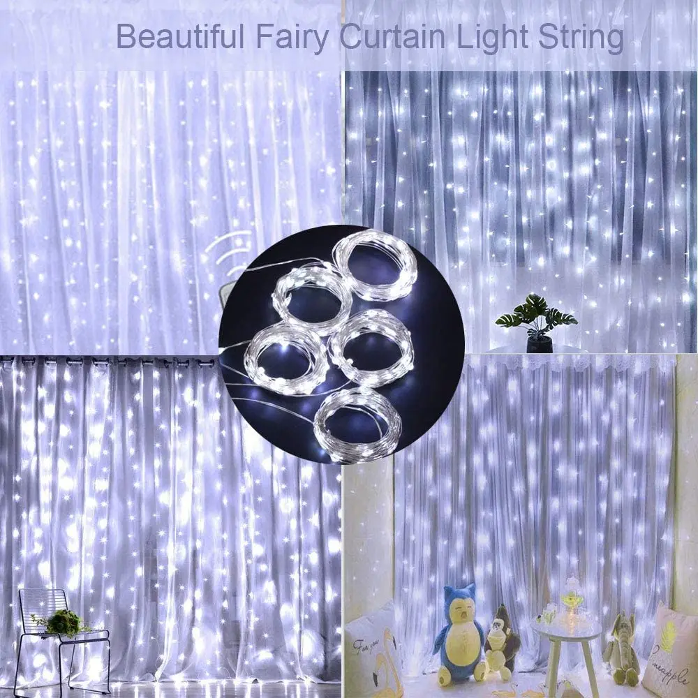

LED Indoor/Outdoor Curtain Fairy Lights String Backdrop Wedding Xmas Party 300pcs