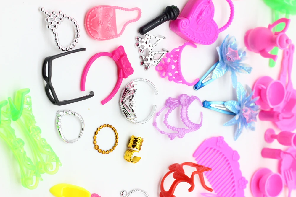 Doll Accessories (Bags,Glasses,Tableware,earphone,Necklace,Combs,Shoes,Swimming Laps ) 50pcs 1/6 1/8 1/12 Doll Girl Toy es024