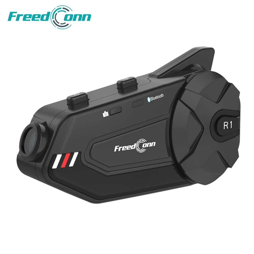 Гарнитура для мотоциклетного шлема FreedConn R1 Plus 1080P HD Wi-Fi видеорегистратор