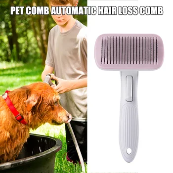 

Self-Cleaning Slicker Brush Dogs Cat Groomings Brush Gently Removes Loose Undercoat Mats and Tangled Hair _WK