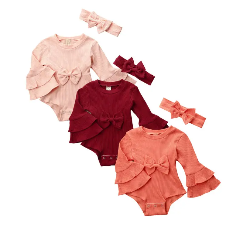 Girl Clothes 2PCS Newborn Baby Girl Bodysuits Winter Knitted Clothes