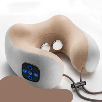 

Velvet Cloth Multi-function Cervical Relaxing Outdoor Portable Massage Pillow Electric Health Care Shoulder Home U-shaped Travel