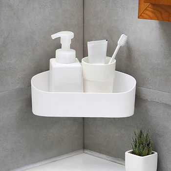 

Bathroom Shelf Adhesive Storage Rack Wall Hanging Tripod Wall Corner Shelf Home Bathroom Kitchen Storage Accessories