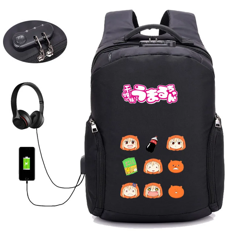 09 Аниме Himouto! Рюкзак Umaru-chan с usb-зарядкой, противоугонные мужские рюкзаки для ноутбука, мужской рюкзак для подростков, рюкзак для отдыха и путешествий - Цвет: 09