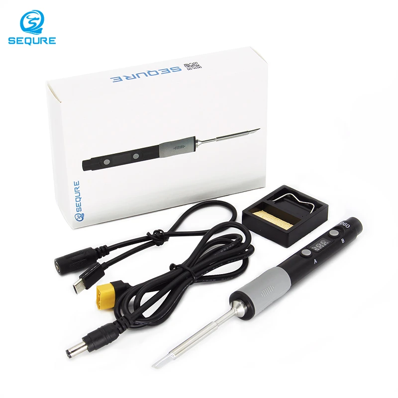 SEQURE SQ-D60B Mini Intelligent Electric Soldering Iron Smart LED Digital Display DC12-24V Portable Smart Adjustable Temp hot stapler plastic