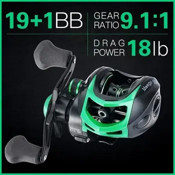 

Fishing Wheel Casting Reel Spool Gear Metal Rocker 9.1:1 19+1 Fishing Reel