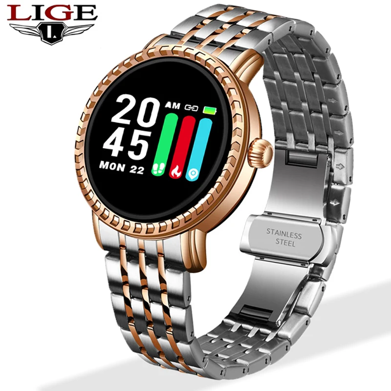 

LIGE New Fashion Smart Watch Women Waterproof Heart Rate Blood Pressure Monitoring Pedometer Smart watch Ladies for Android IOS