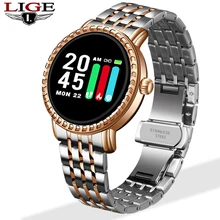 LIGE New Fashion Smart Watch Women Waterproof Heart Rate Blood Pressure Monitoring Pedometer Smart watch Ladies  for Android IOS