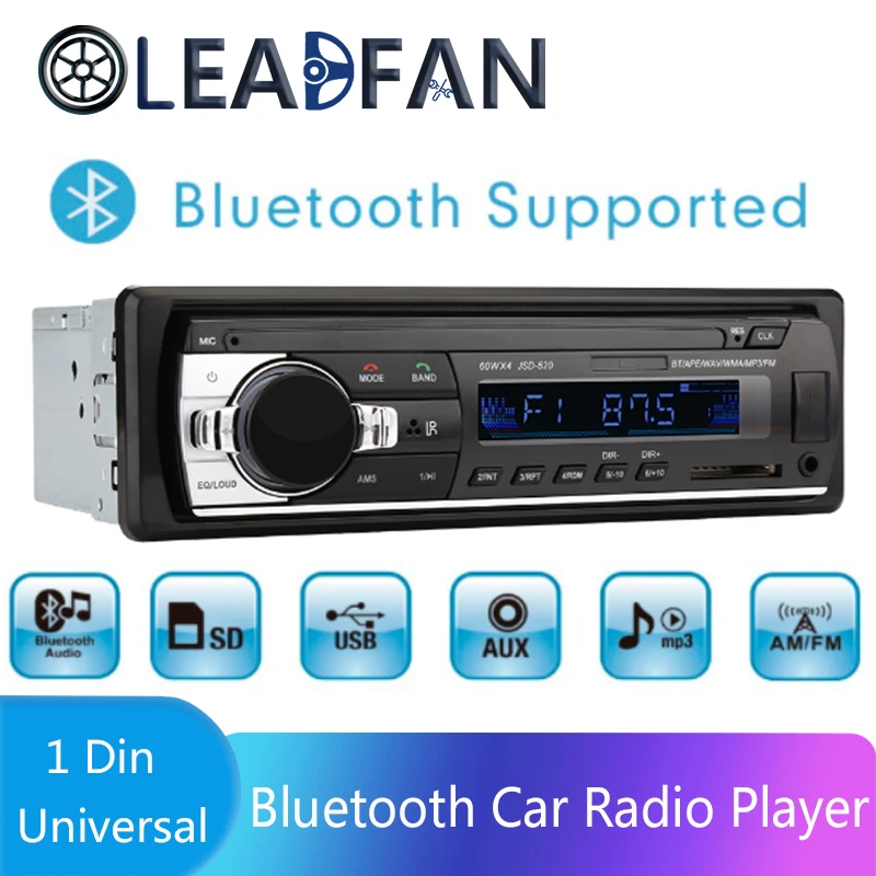 Leadfan Авто Радио Стерео Bluetooth FM Aux Вход приемник SD USB JSD-520 12 В в-тире 1 din аудио MP3 мультимедийный плеер