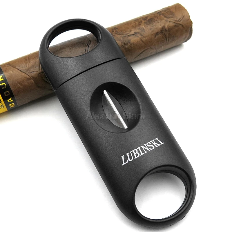 COHIBA брендовые пластиковые v-образные сигары резак острые сигареты резка металла нержавеющая сталь лезвия гаджеты сигары - Цвет: LUBINSKI Logo