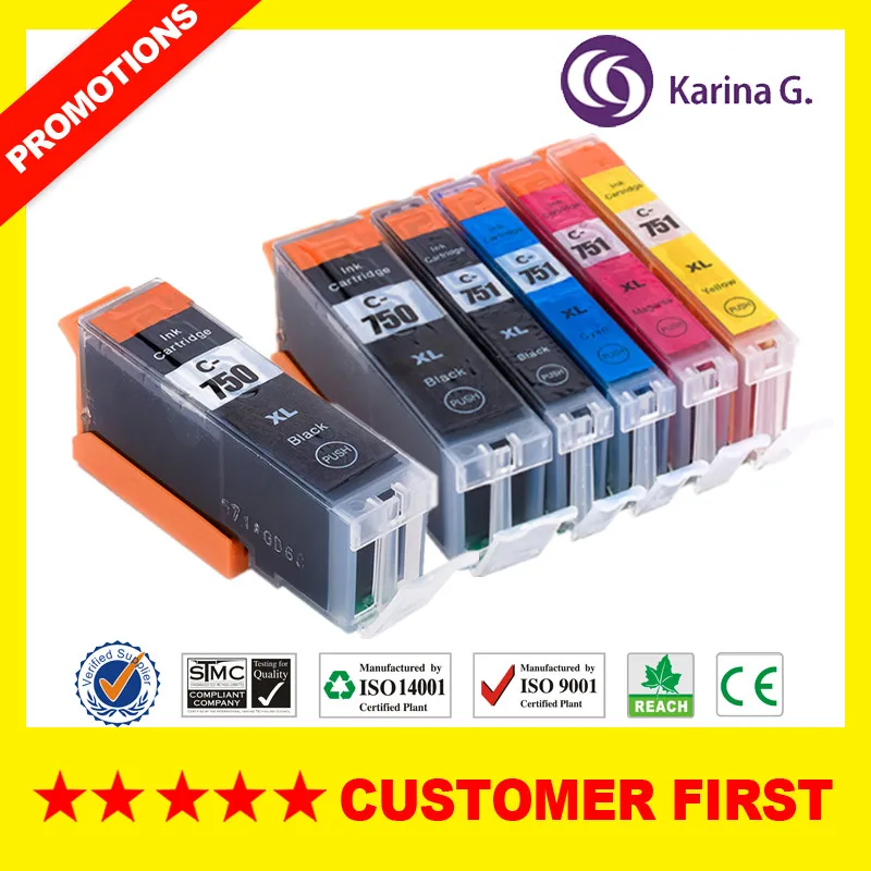 1Set Plus 1Big BK Совместим с Canon PGI750 CLI751 чернильный картридж для принтера Canon принтерам PIXMA MG6370 MG7170 MG7570 IP8770 и т. Д - Цвет: 1Set Plus 1Big BK