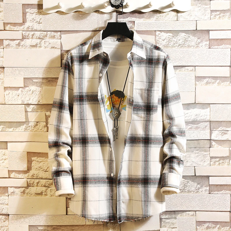 2020 New Japanese Men s Shirt Plaid Shirt Men and Women Loose Korean Shirt Men s 3