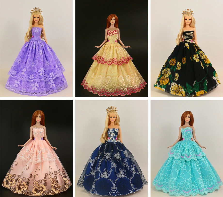 Случайная 30 предметов = 10 платьев+ 10 туфель+ 10 аксессуаров вечерние платья куклы одежда платье для куклы Барби