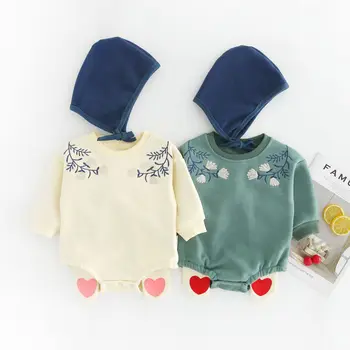 

Cute Newborn Baby Kid Girls Floral Flower Print Long Sleeve Bodysuit Jumpsuit Outfits Clothes Size 0-24M With Hat