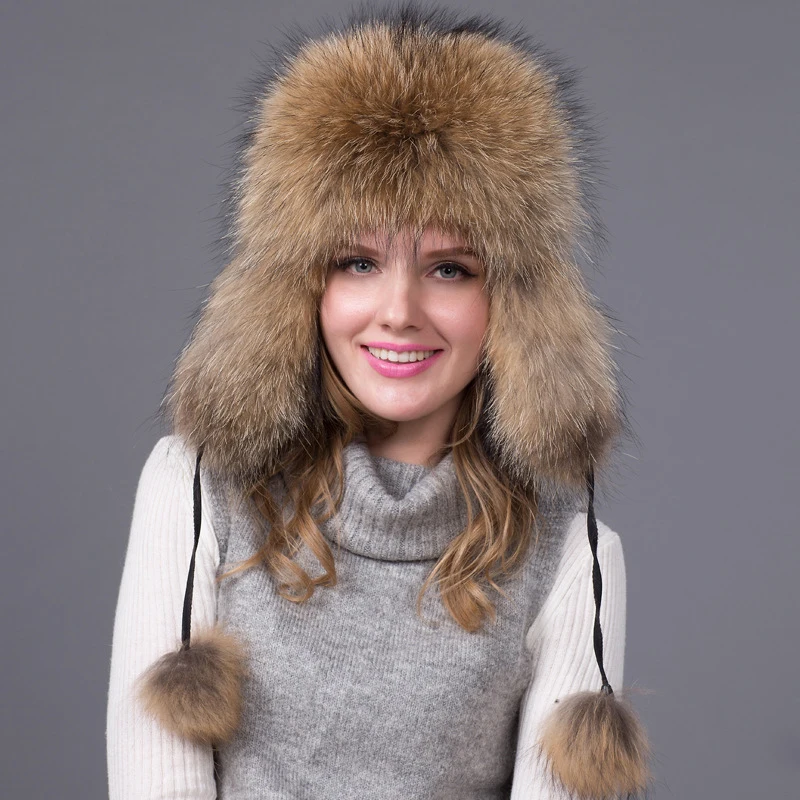 Brown Зимняя, осенняя, русская, женская, толстая, теплая, однотонная, мягкая, ветрозащитная шапка-ушанка, шапка-ушанка, меховые шапки, женские шапки-бомберы с шариками - Цвет: Brown