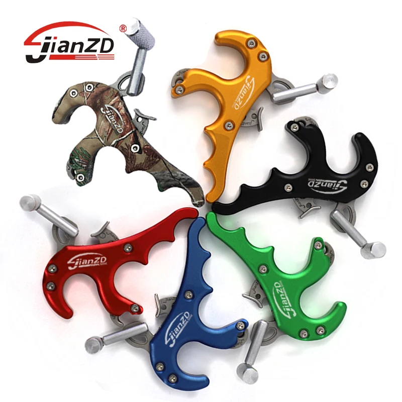Accesorios de liberación de tiro con arco, aleación de aluminio, mango de pulgar de 4 dedos, dispensador de pinza, arco compuesto para caza