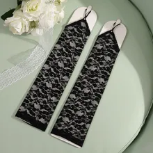 Женские свадебные перчатки кружевные черные перчатки до локтя полный палец кружева свадебные аксессуары gant enfant mariage ST223