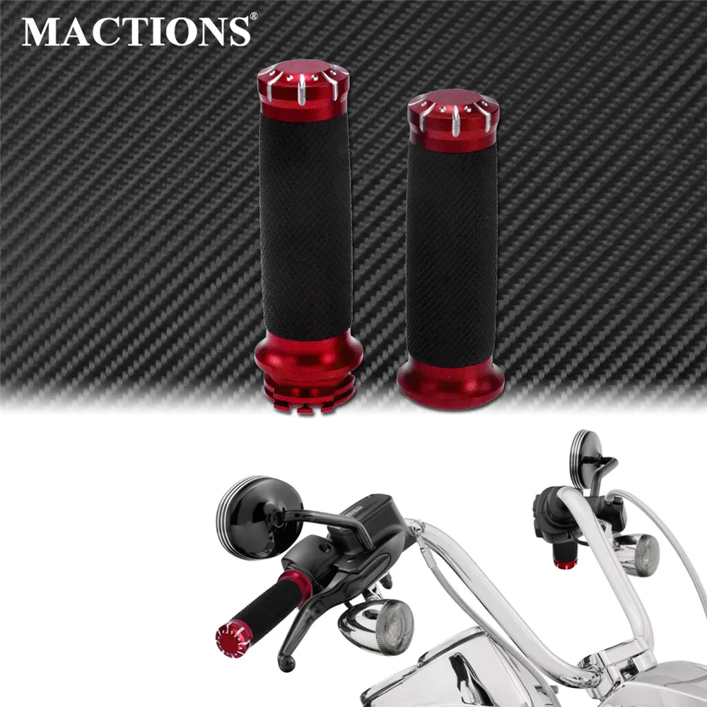 Motorcycle 1'' Hand Grips 25mm Red Handle Bar Grip Non-Slip For Harley VRSC Sportster XL 883 1200 XR Dyna Softail Touring Custom |