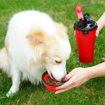 

Portable Pet Feeder 2 In 1 Dog Water Bottle And Food Storage Container With Bowl Outdoor Travel Dog Cat Feeder Cup Bottle