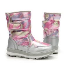 Новая обувь для девочек розовые ботинки стильные детские теплые ботинки зимние теплые меховые Нескользящие ботинки для девочек размера плюс, JSH-M904