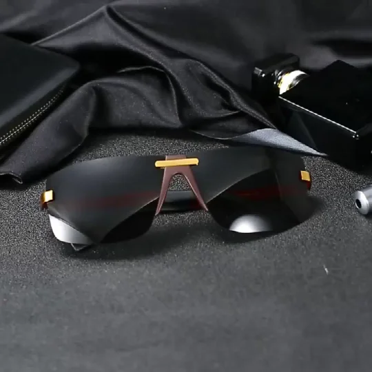 Men Polarized Rectangular Sunglasses Retro Driving Outdoor Fashion Eyewear Rimless Brand Design