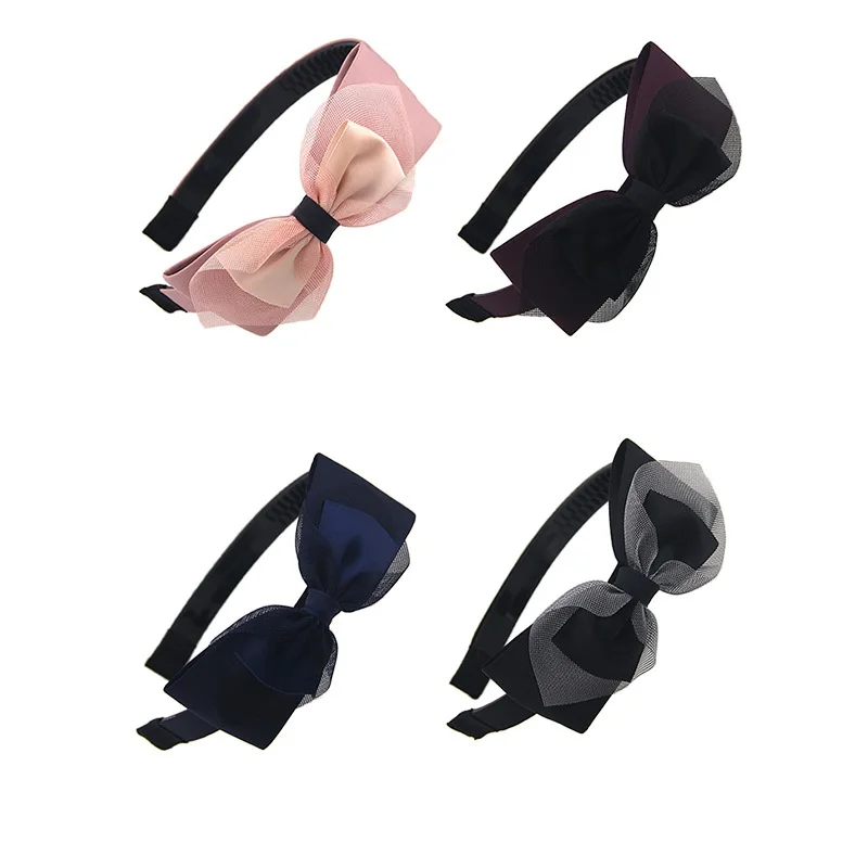 Gauze Bow Hairpin Fabric Headband Temperament Headband Female Toothed Hair Ornament Headdress Girl