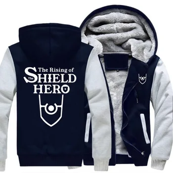 

Anime Men's Thicken Hoodie The Rising of the Shield Hero Zipper Jacket Winter Warm Fleece Sweatshirts Coat Casual Hooded