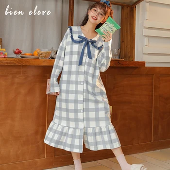 

Oversize Nightgowns Cute Cartoon Nightwear Women Cotton Sweet Princess Sleepwear Autumn Winter Nightdress Elegant Lovely Pijamas
