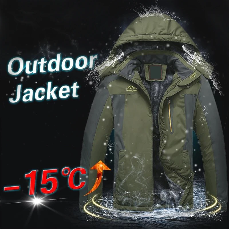 

Winter Men Jackets Thick Warm Hooded Coat Men Outdoors Outwear Waterproof Casual Inner Fleece Jackets Plus Size Thermal Jaqueta