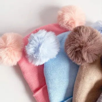 2PCS Baby Knitting Hat Cotton Ear Cap for Boys and Girls Winter Hat Scarf Set Toddler Boys Cap Scarf Infant Accessories 5