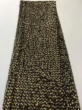 

African 3D Sequins Lace Fabric 2019 High Quality Lace French Sequence Tulle Lace Nigerian Lace Fabrics For Wedding