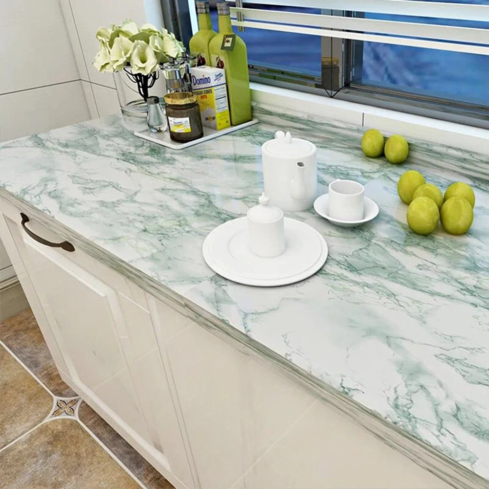 1M/2m Marble Waterproof Countertop Wall Stickers Vinyl Self Adhesive Wallpapers Decorative Film Kitchen Cabinets Contact Paper