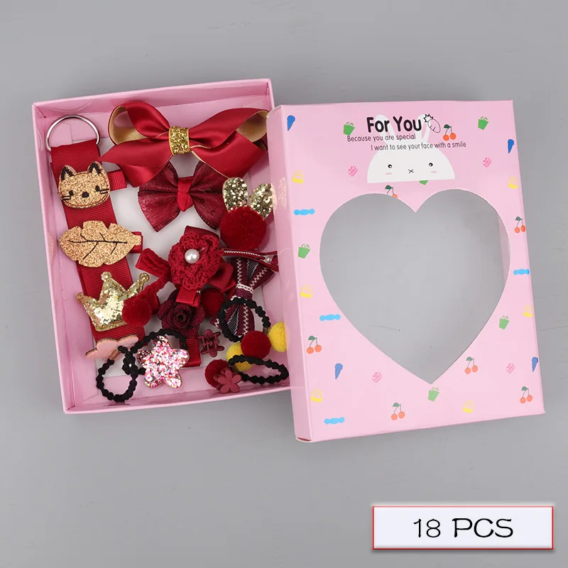 H063-19-B Children's hair accessories set baby hairpin rubber band girl birthday holiday gift cartoon hair accessories grab clip - Цвет: H063-19-B