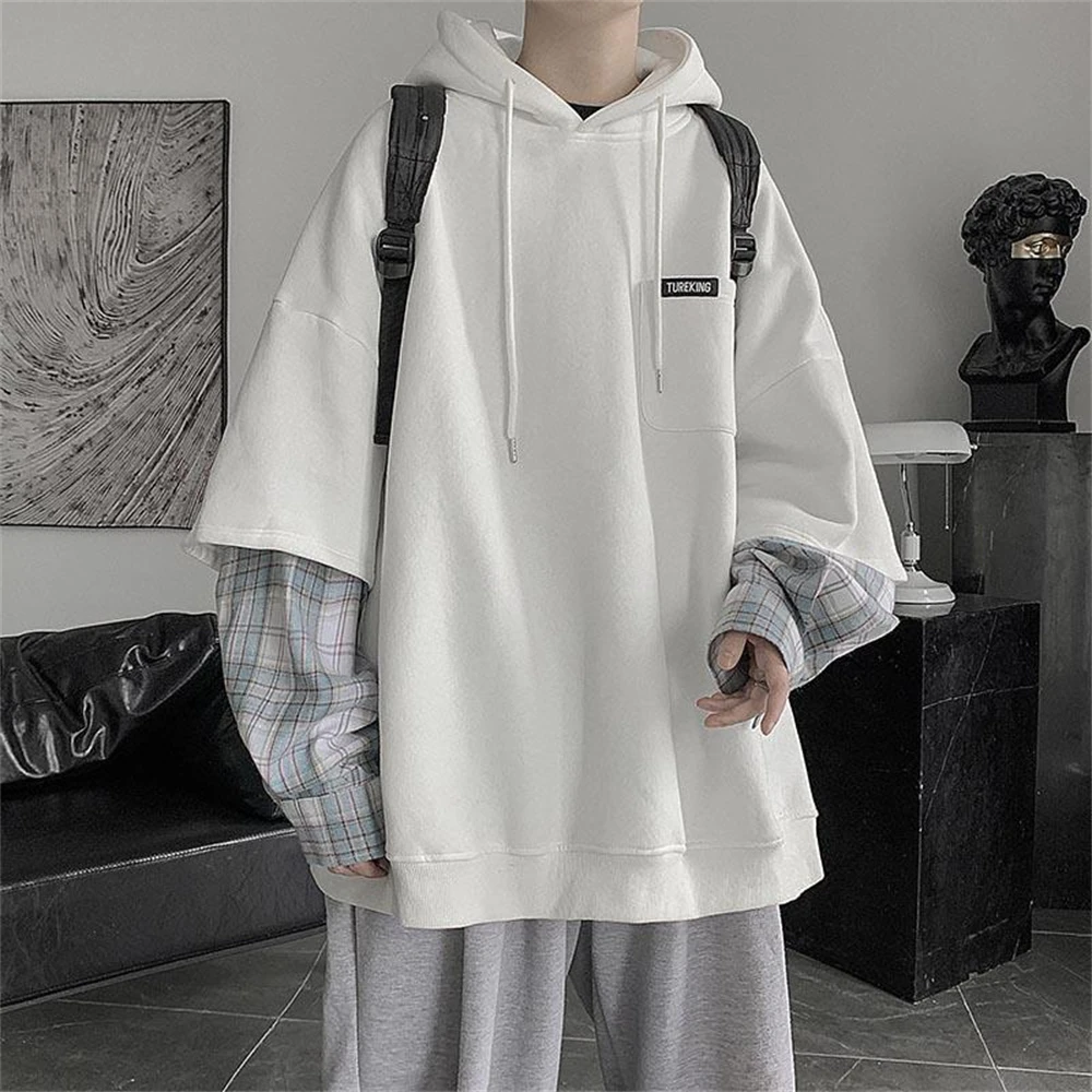 Sudadera con de retales para mujer, ropa de de estilo japonés Harajuku con dos