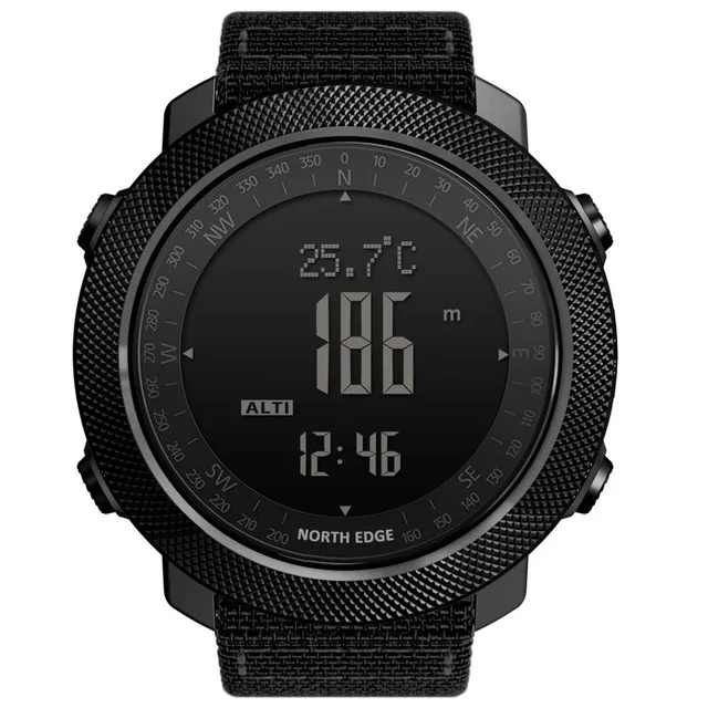 NORTH EDGE мужские спортивные цифровые часы для бега плавания военные армейские часы альтиметр барометр компас водонепроницаемые 50 м 002 - Цвет: Black