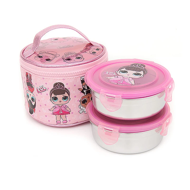 LOL Surprise Dolls Children Tableware Complementary Food Bowl Baby Stainless Steel Spoon Fork Plate Cup Portable Bento Box 2S35