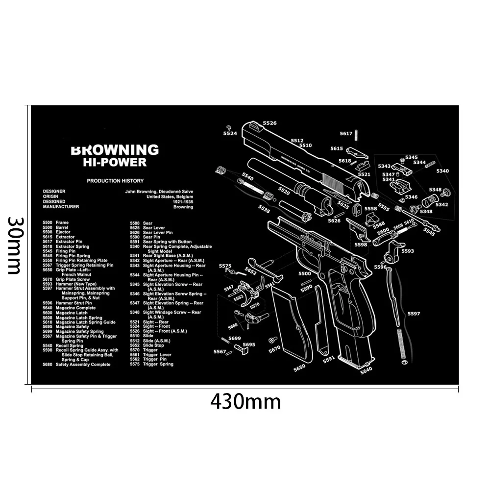 HI-Power P226 P229 XD 1911 целеуказатель Glock резиновые перчатки для уборки мат 1" x 11" с частями схема и инструкции Armorers коврик для верстака коврик для мыши - Цвет: HI-Power