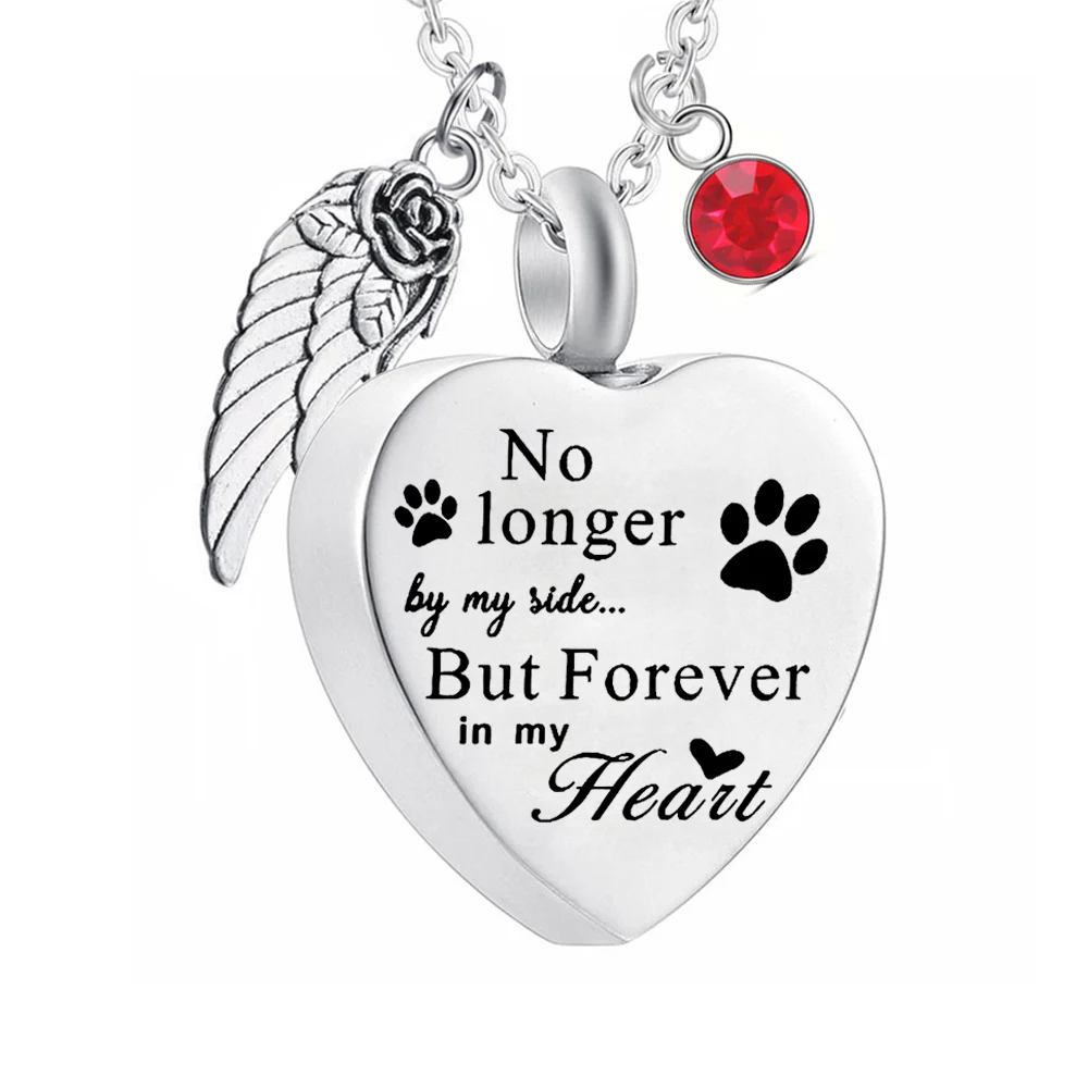 Cremation Necklace for Pet Cat Dog Angel Wing Urn Necklace Paw Print Memorial Ashes Funeral Urn Jewelry with Filling Kits