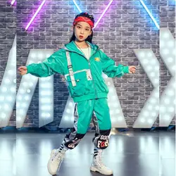 Детская одежда для бальных танцев в стиле хип-хоп, куртка с капюшоном, повседневные штаны для бега для девочек, Джазовый танцевальный