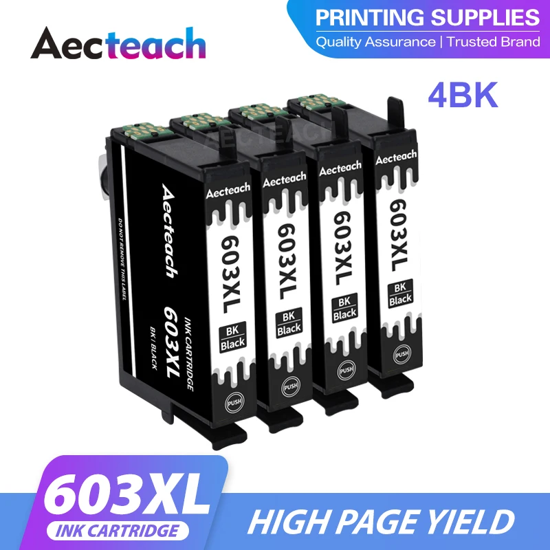 

Aecteach new Replacement for Epson 603XL 603 T603XL E-603XL T603 XL Ink Cartridges for Expression Home XP-4100 XP-3100 XP-2100