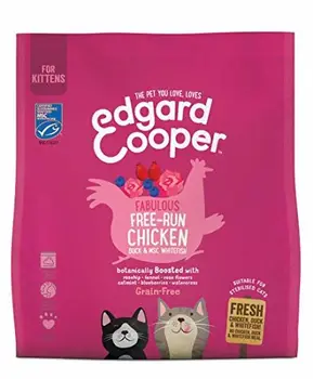 

Edgard & Cooper | Pollo de Corral con Pato, Pescado, Rosa mosqueta, Rosas y arándanos | Comida Seca para Gatos Cachorros | Sin