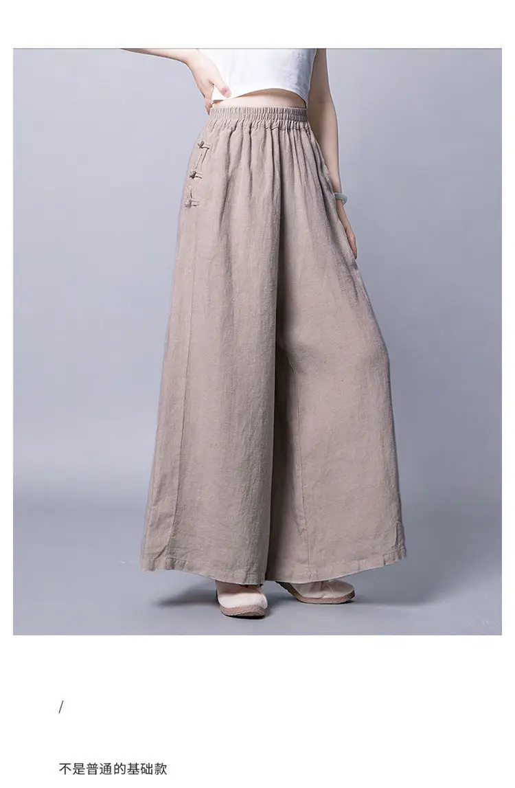 Women's Cotton And Linen Thin Wide Leg Pants Women Drape High Waist Breathable Loose Cropped Trousers Korean Vintage Harajuku nike pants