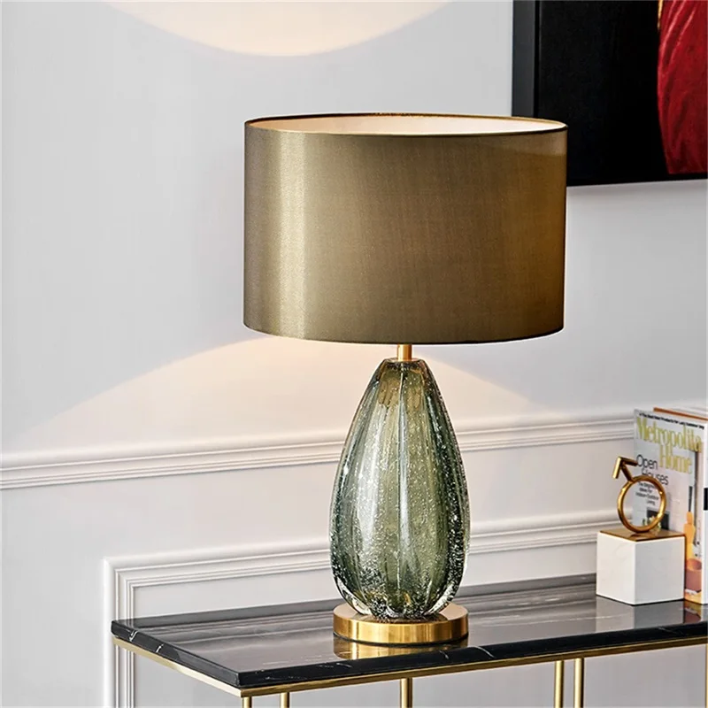 

OUFULA Modern Decorative Table Lamp Green Bedside LED Desk Light for Home Bedroom Living Room Office Study Hotel