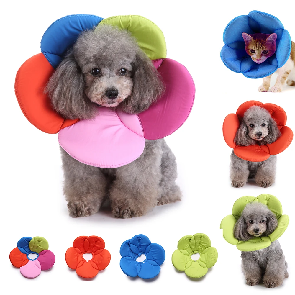 

Adjustable Wound Healing Soft Cone Protection E-Collar Beauty Flower Dog Cat Head Cover Collars Anti-bite Protective Covers D35