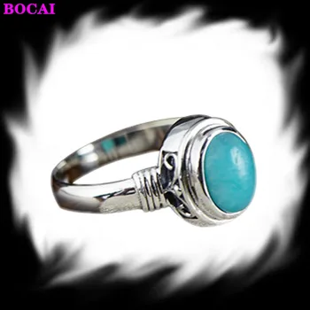

2020 new fashion S925 sterling silver female rings inlaid natural Tianhe stone Thai silver ring lady fashion pure silver ring