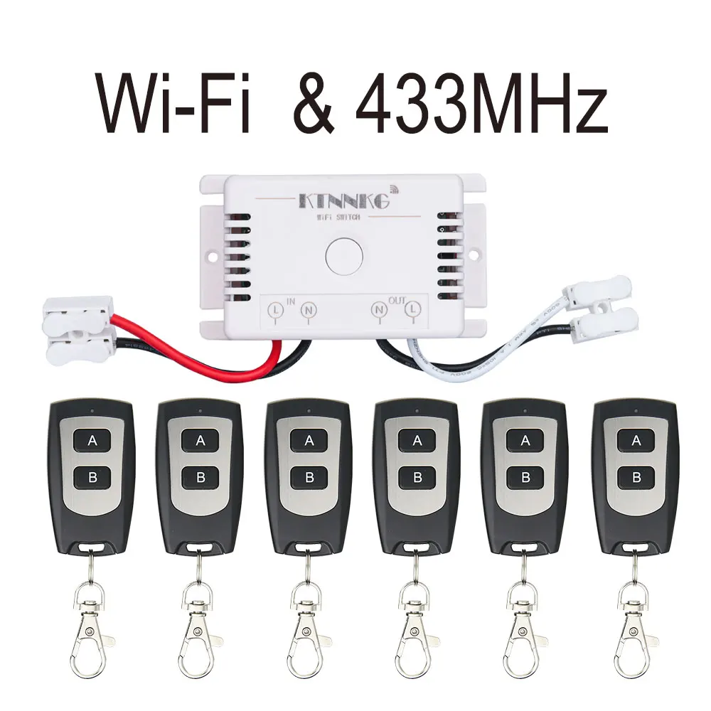 

AC110-220V 10A Default ON or default OFF TUYA WIFI switch With 6 remote controls work for Shutter Electric motor Google Home