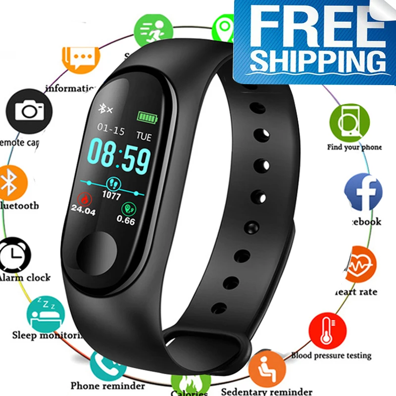 

Fitness Watch Bluetooth Smart Bracelet MaleDigital Sport Wristband Heart rate Blood Pressure Pedometer on Android iOS PK Miband