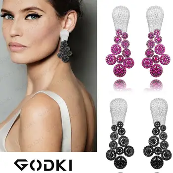 

GODKI Famous 2019 Charms Waterdrop Trendy Women Earrings Cubic Zircon Drop Earring For Women Wedding Party Accessories