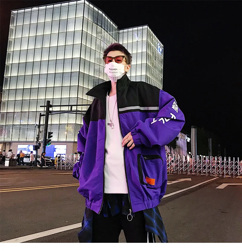 Мужская Светоотражающая куртка с китайским алфавитом без сигнала, Весенняя и осенняя Повседневная ветровка в стиле хип-хоп, Классическая верхняя одежда и пальто